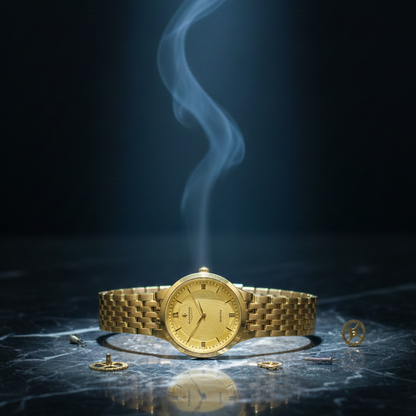 Classic Gold-Plated Men's Quartz Watch - Luxury Inspired Vacheron & Longines Style Dress Watches