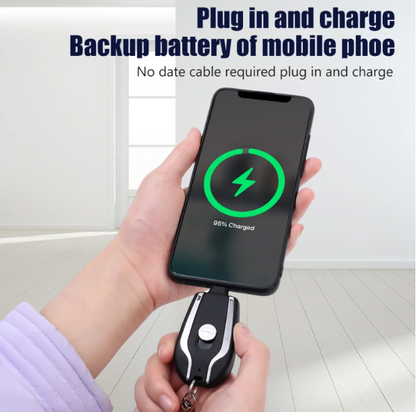 1500Mah Portable Keychain Power Bank With Telescopic Plug Design And One Button Shrink Feature For iPhone - Without Cable | (Random Colour)